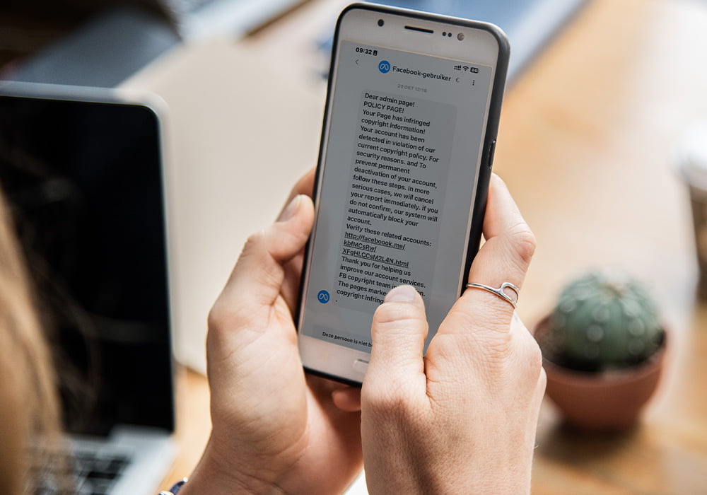 Meta phishing berichten in de omloop